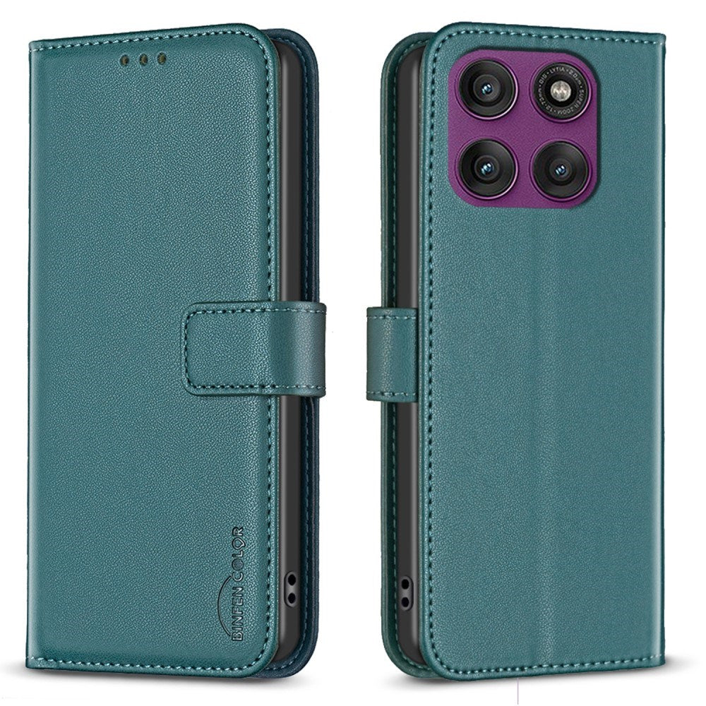 Motorola Edge 60 Pro BINFEN Faux Leather Flip Case with Card Holder & Stand Function - Dark Green