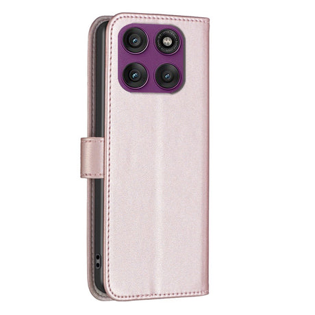Motorola Edge 60 Pro BINFEN Faux Leather Flip Case with Card Holder & Stand Function - Rose Gold