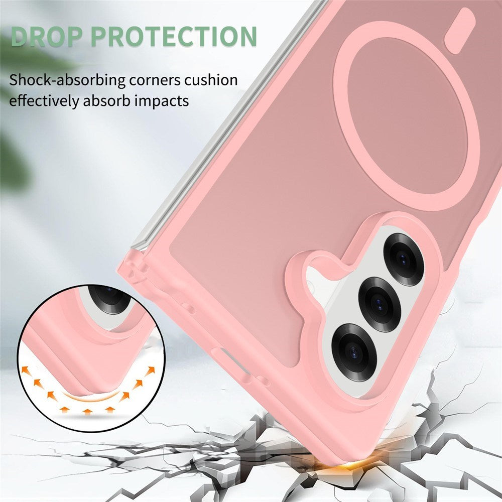 EIDERWOOD Samsung Galaxy Z Fold7 Matte Hybrid Case - MagSafe Compatible - Transparent / Pink