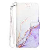 Nokia G60 Soft Leather Wallet Case - Marble - Purple / White