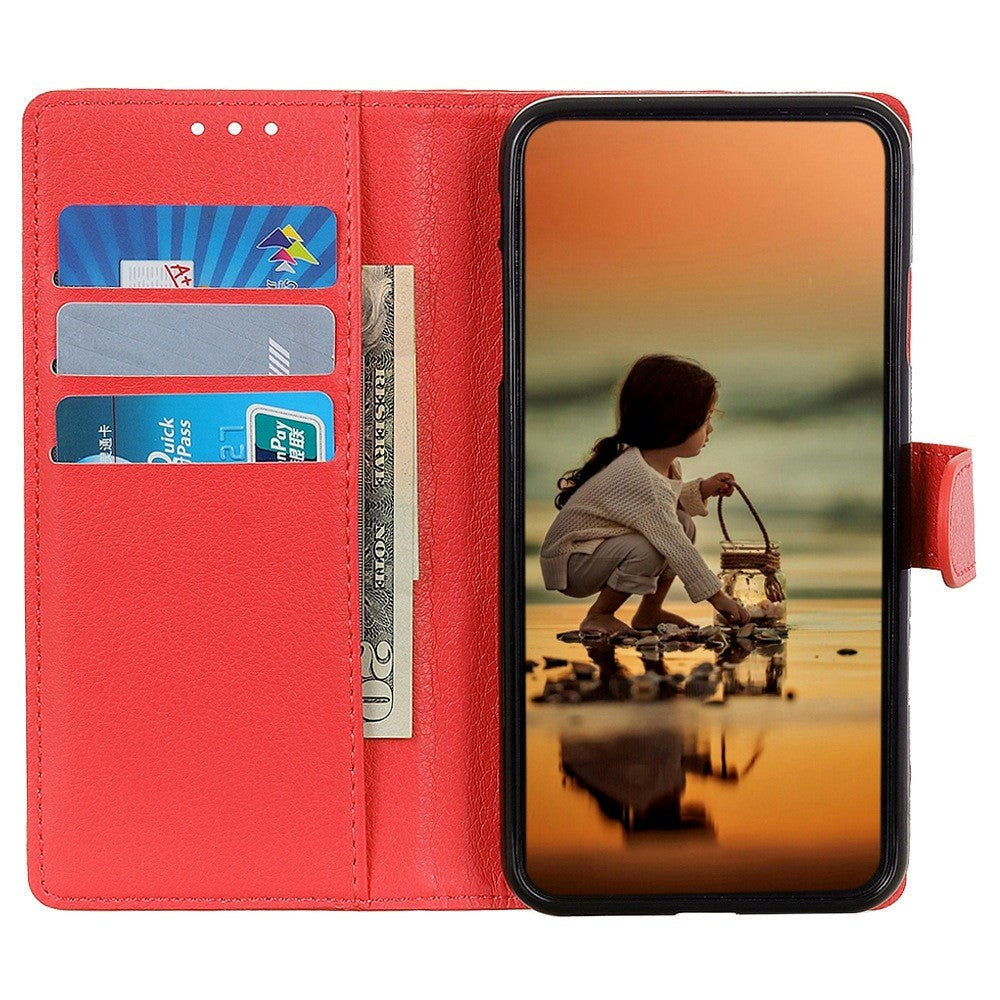 Samsung Galaxy S23 Ultra Litchi Leather Wallet Case - Red