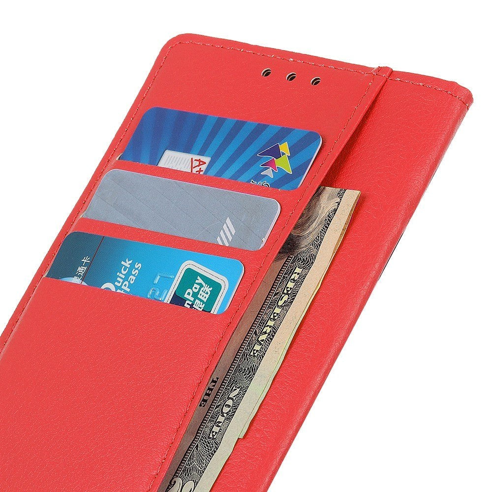 Samsung Galaxy S23 Ultra Litchi Leather Wallet Case - Red