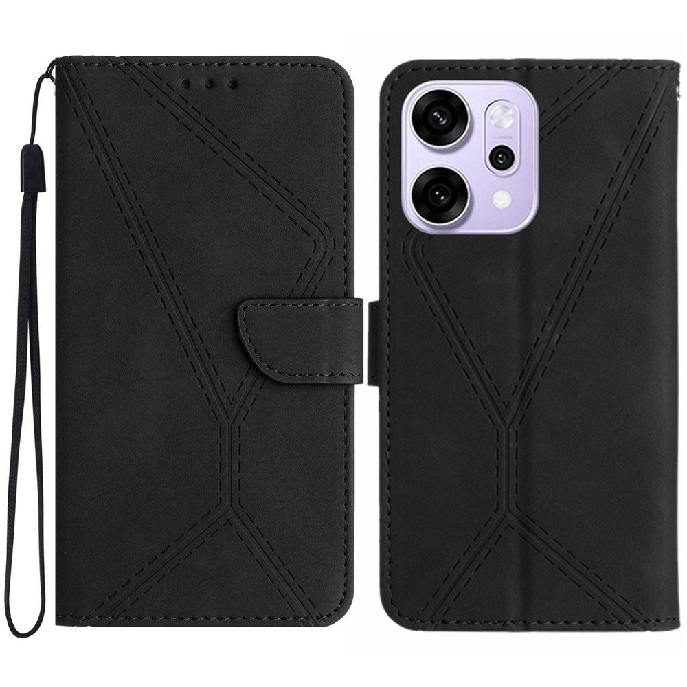 Oppo Reno14 (5G) Faux Leather Flip Case with Print - Black