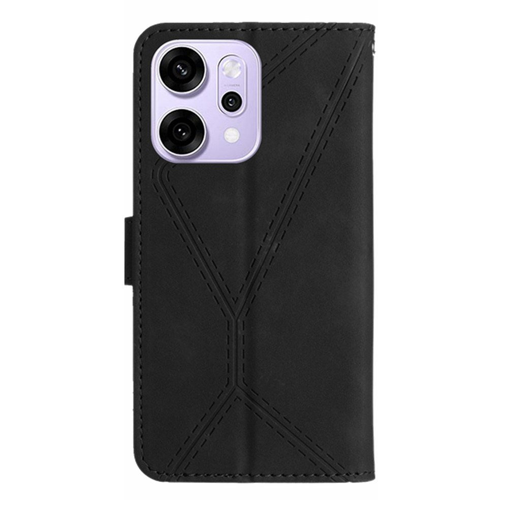 Oppo Reno14 (5G) Faux Leather Flip Case with Print - Black