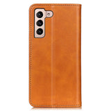 Samsung Galaxy S23 Magnetic Leather Flip Case w. Wallet - Brown