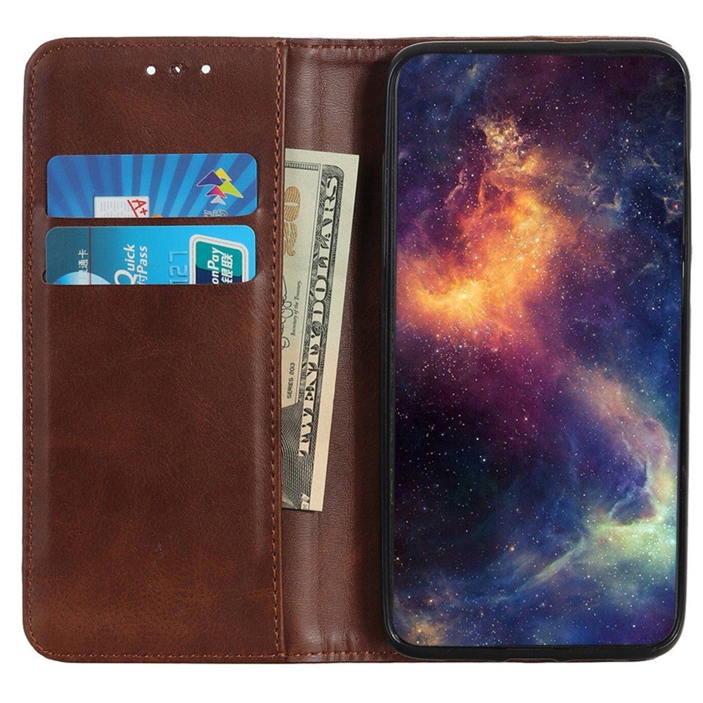 Samsung Galaxy S23 Magnetic Leather Flip Case w. Wallet - Coffee Brown