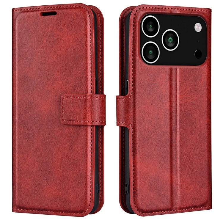 EIDERWOOD iPhone 17 Pro Max Faux Leather Flip Case with Stand & Card Holder - Red