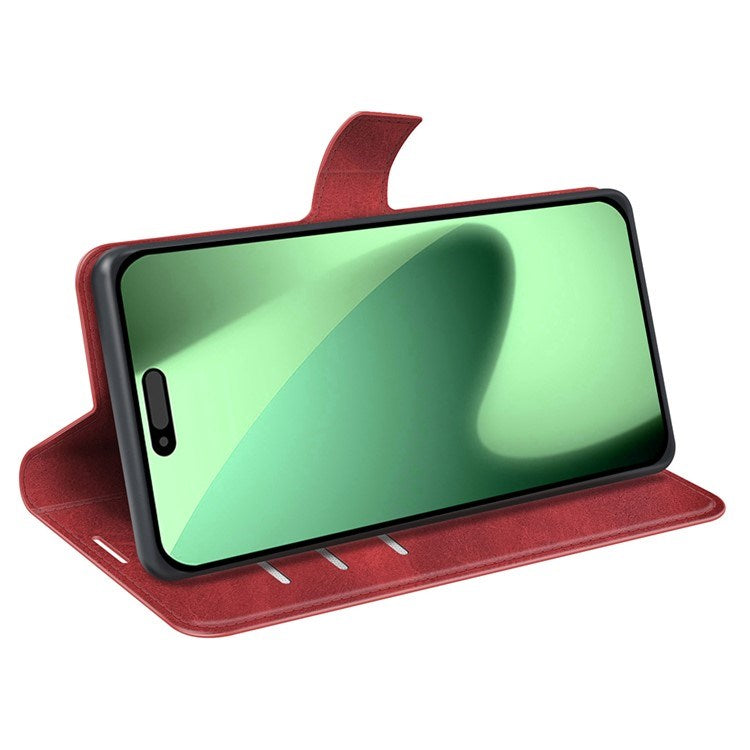 EIDERWOOD iPhone 17 Pro Max Faux Leather Flip Case with Stand & Card Holder - Red