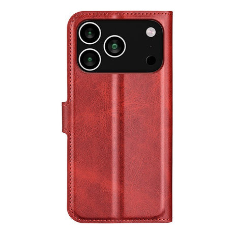 EIDERWOOD iPhone 17 Pro Max Faux Leather Flip Case with Stand & Card Holder - Red