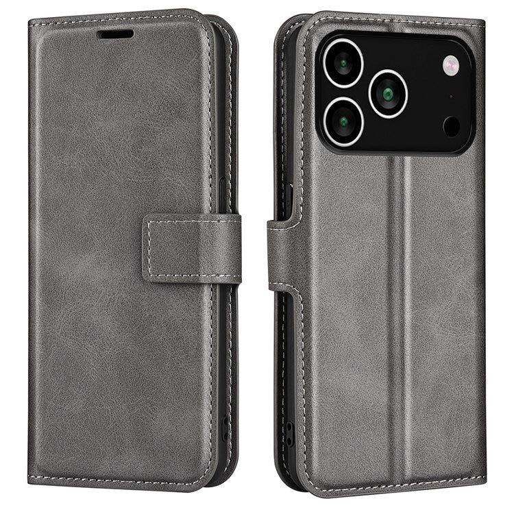 EIDERWOOD iPhone 17 Pro Max Faux Leather Flip Case with Stand & Card Holder - Grey