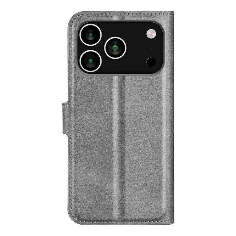 EIDERWOOD iPhone 17 Pro Max Faux Leather Flip Case with Stand & Card Holder - Grey