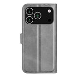 EIDERWOOD iPhone 17 Pro Max Faux Leather Flip Case with Stand & Card Holder - Grey