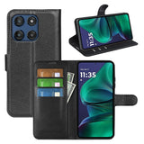 Motorola Moto G Stylus 5G (2025) EIDERWOOD Leather Flip Case with Cardholder & Stand Function - Black