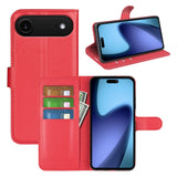 EIDERWOOD iPhone Air Litchi Flip Case with Built-in Card Holder & Stand Function - Red
