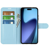 EIDERWOOD iPhone Air Litchi Flip Case with Built-in Card Holder & Stand Function - Blue