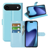 EIDERWOOD iPhone Air Litchi Flip Case with Built-in Card Holder & Stand Function - Blue