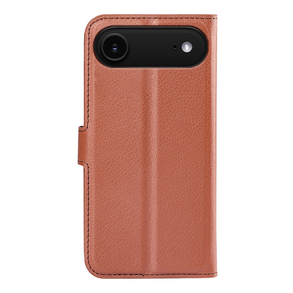 EIDERWOOD iPhone Air Litchi Flip Case with Built-in Card Holder & Stand Function - Brown