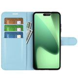 EIDERWOOD iPhone 17 Pro Litchi Flip Case with Built-in Card Holder & Stand Function - Blue