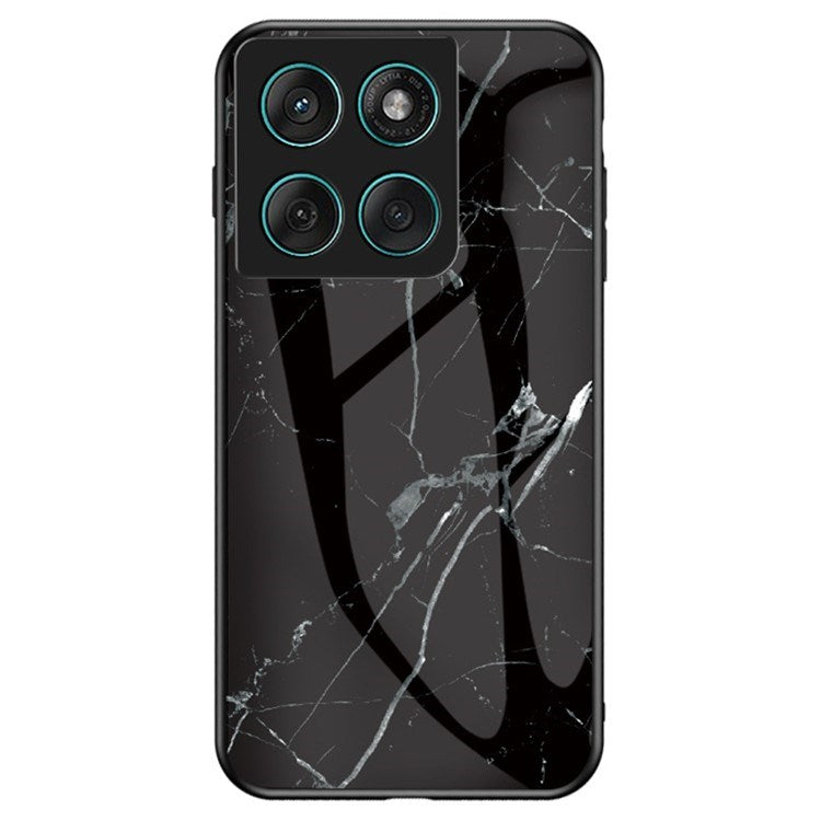 EIDERWOOD Motorola Edge 60 / Edge 60 Fusion Plastic Case with Glass Back - Black Marble