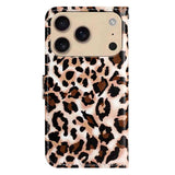 EIDERWOOD iPhone 17 Pro Faux Leather Case with Wallet & Strap - Leopard
