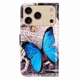 EIDERWOOD iPhone 17 Pro Faux Leather Case with Wallet & Strap - Blue Butterfly