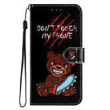 EIDERWOOD iPhone 17 Pro Max Faux Leather Case with Wallet & Strap - "Don't Touch My Phone" Bear