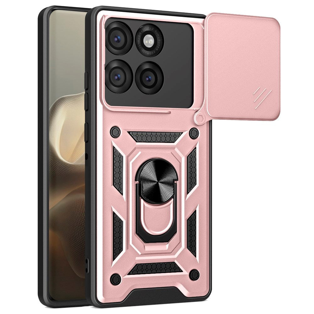 EIDERWOOD Motorola Edge 60 Pro Hybrid Rugged Case with Magnetic Kickstand & Cam Slider - Pink