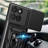 EIDERWOOD Motorola Edge 60 Pro Hybrid Rugged Case with Magnetic Kickstand & Cam Slider - Pink