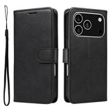 EIDERWOOD iPhone 17 Pro Faux Leather Case with Wallet & Strap - Black