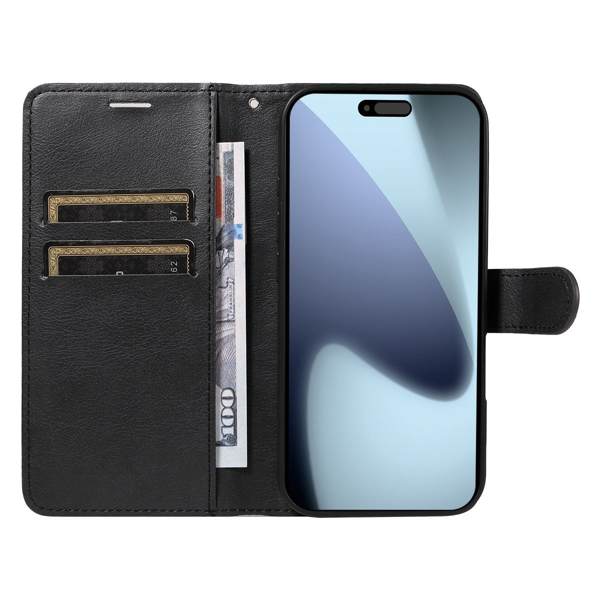 EIDERWOOD iPhone 17 Pro Faux Leather Case with Wallet & Strap - Black
