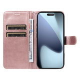 EIDERWOOD iPhone 17 Pro Faux Leather Case with Wallet & Strap - Rose Gold