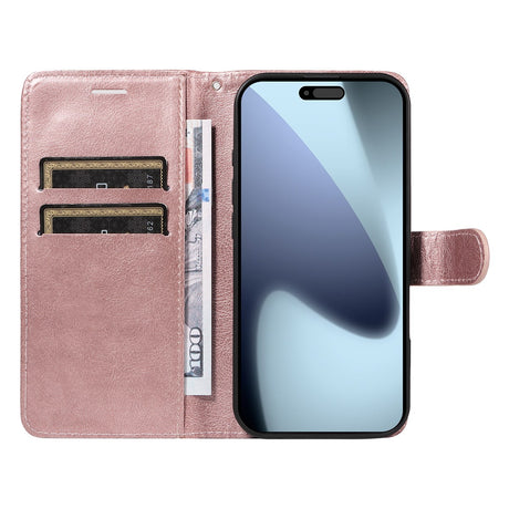 EIDERWOOD iPhone 17 Pro Faux Leather Case with Wallet & Strap - Rose Gold