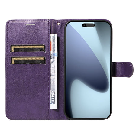 EIDERWOOD iPhone 17 Pro Faux Leather Case with Wallet & Strap - Purple