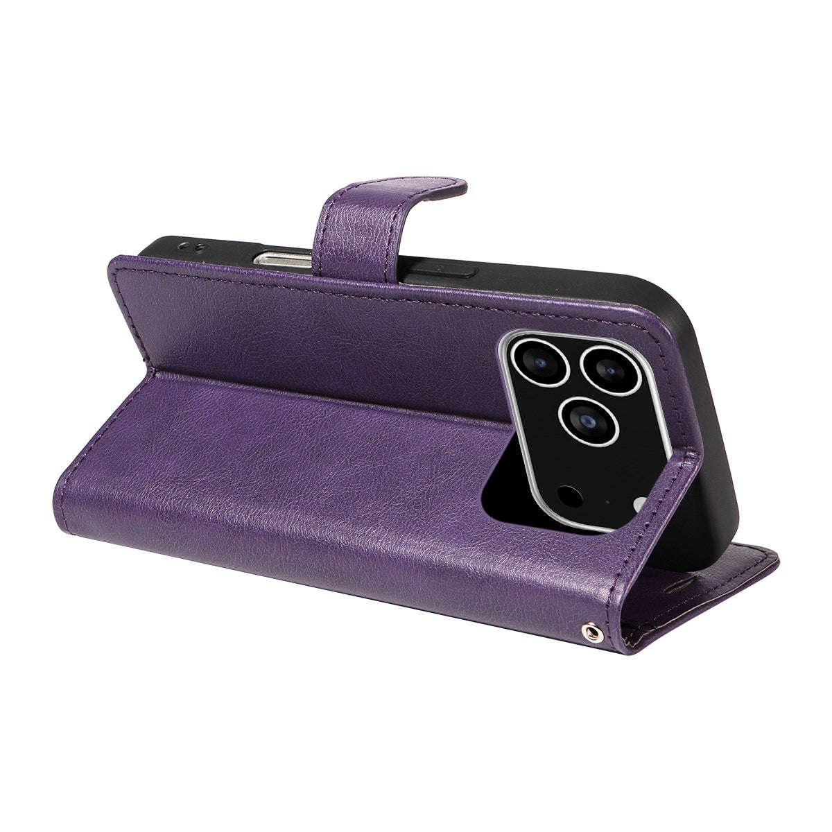 EIDERWOOD iPhone 17 Pro Faux Leather Case with Wallet & Strap - Purple