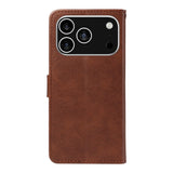 EIDERWOOD iPhone 17 Pro Faux Leather Case with Wallet & Strap - Brown