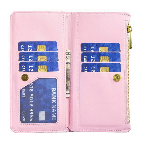 Samsung Galaxy S23 Faux Leather Case w. Built-in Wallet and Kickstand - Pink