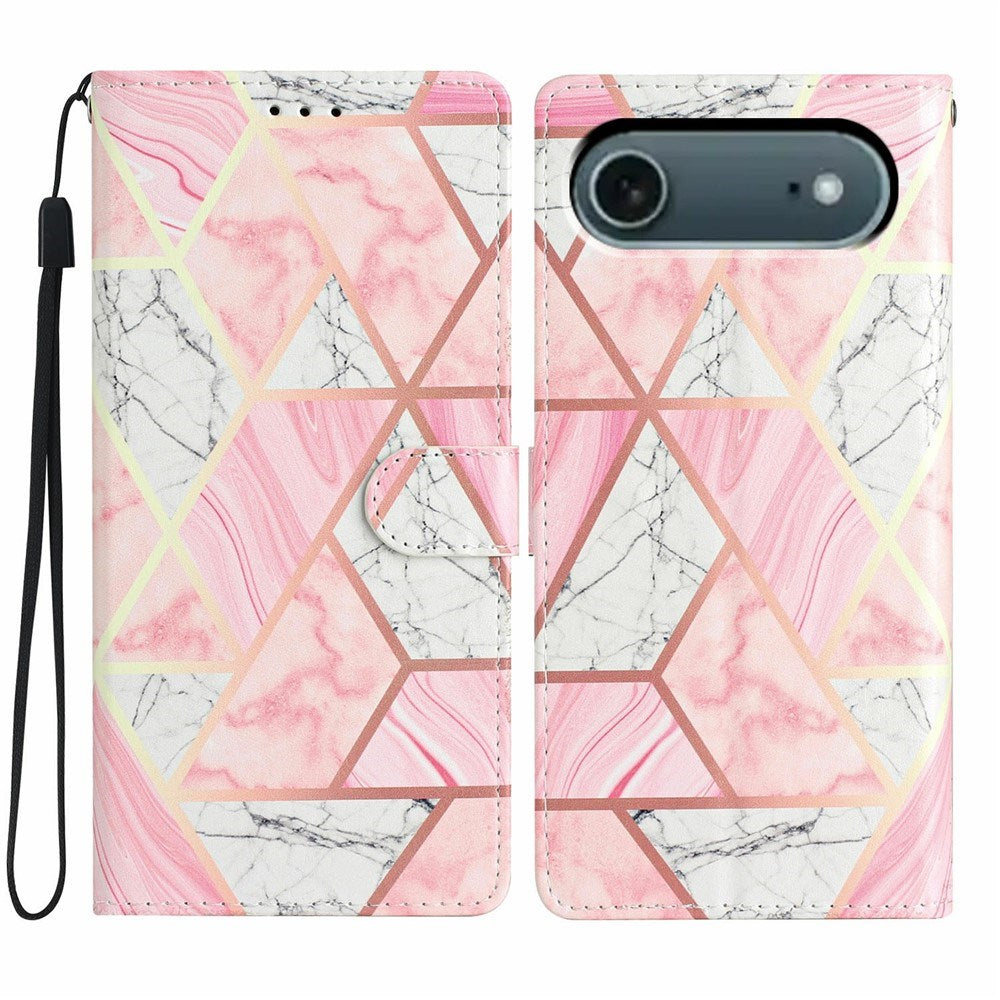 EIDERWOOD iPhone Air Faux Leather Case with Wallet & Strap - Pink Marble