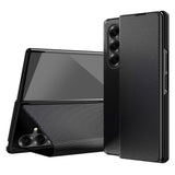EIDERWOOD Samsung Galaxy Z Fold7 Faux Leather Flip Case with Texture & Stand Function - Black