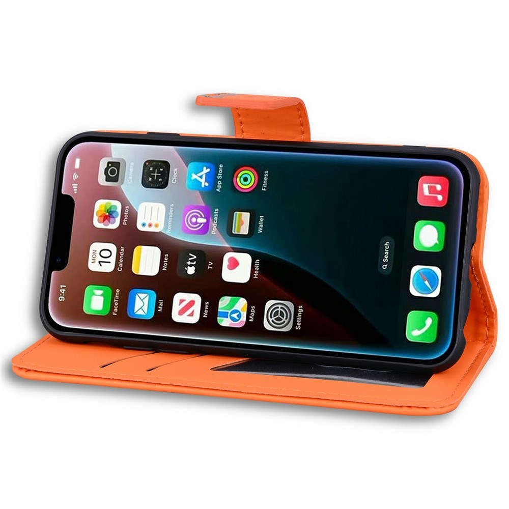 iPhone 17e / 16e Faux Leather Flip Case with Character Design - Orange