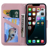 iPhone 17e / 16e Faux Leather Flip Case with Character Design - Pink
