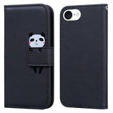 iPhone 17e / 16e Faux Leather Flip Case with Character Design - Black