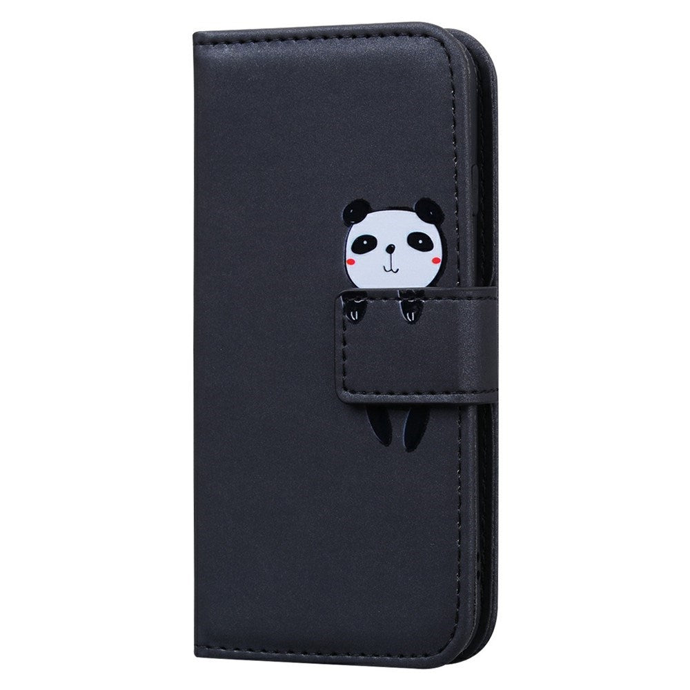iPhone 17e / 16e Faux Leather Flip Case with Character Design - Black