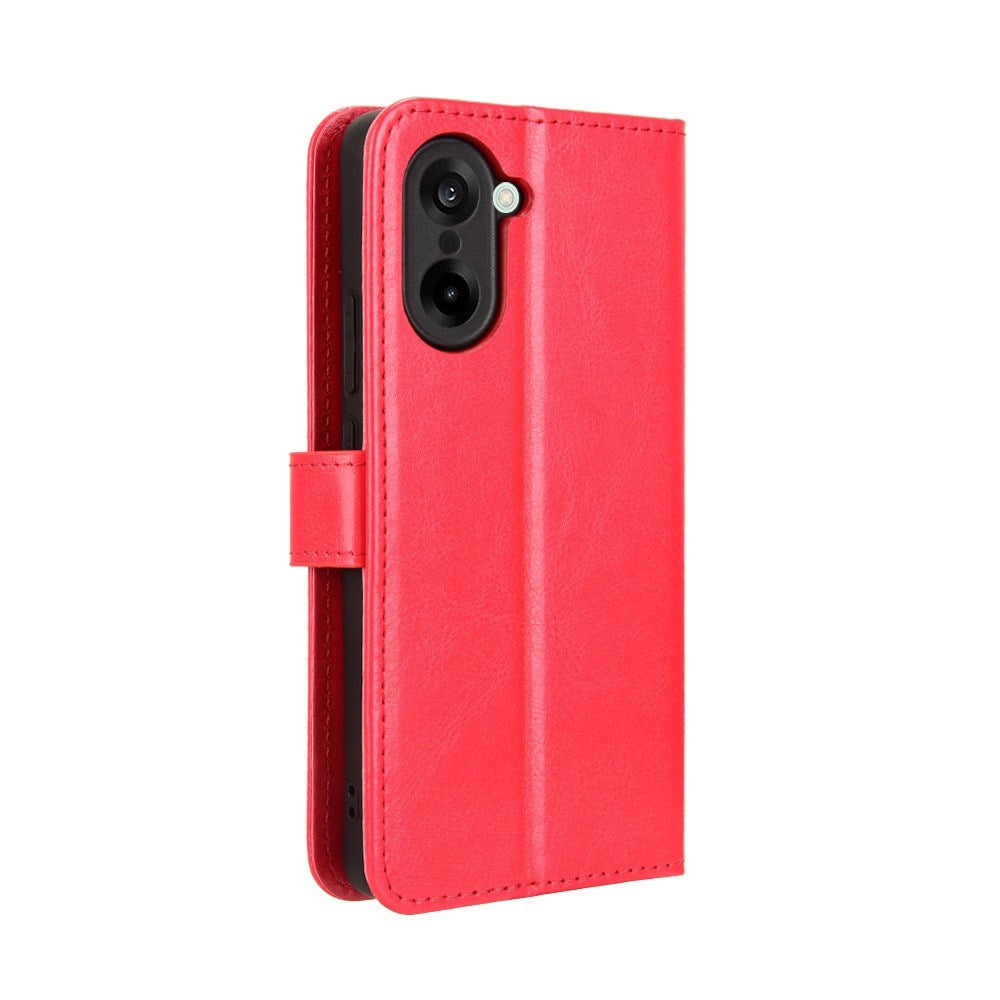 EIDERWOOD OnePlus Nord CE5 Faux Leather Flip Case with Strap - Red