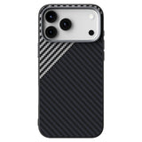 iPhone 18 Pro / 17 Pro ABEEL Hybrid Case with Carbon Fiber Texture - MagSafe Compatible - Black / Silver