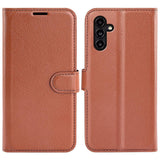 Samsung Galaxy A14 (5G) PU Litchi Leather Wallet Case - Brown