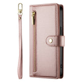 EIDERWOOD iPhone Air Flip Case with Card Holder / Zipper Pocket / Strap - Rose Gold