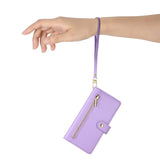 EIDERWOOD iPhone Air Flip Case with Card Holder / Zipper Pocket / Strap - Purple