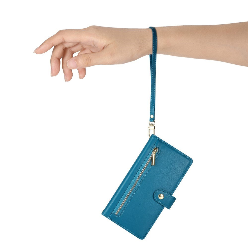 EIDERWOOD iPhone Air Flip Case with Card Holder / Zipper Pocket / Strap - Blue