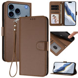 iPhone 18 Pro Max / 17 Pro Max EIDERWOOD Faux Leather Flip Case with Strap - Brown