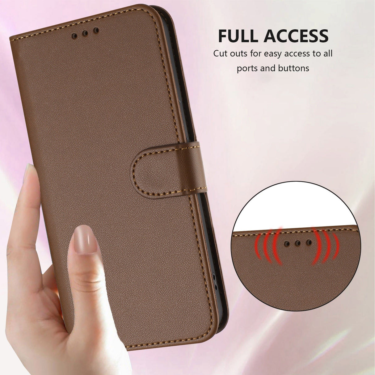 iPhone 18 Pro Max / 17 Pro Max EIDERWOOD Faux Leather Flip Case with Strap - Brown